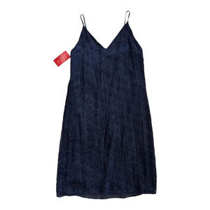BB Dakota Navy Blue Velour Alayna Midi Slip Dress L